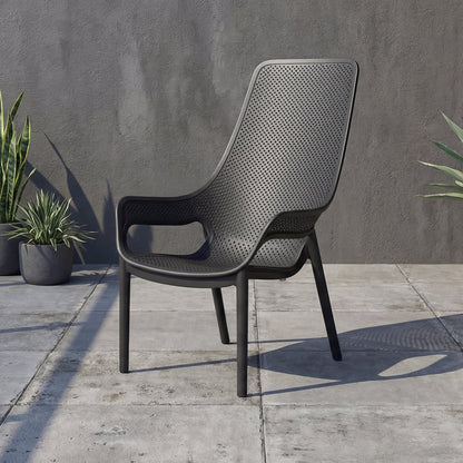 Silla Lounge Mayorca, Negro, con Espaldar y Reposa Brazos