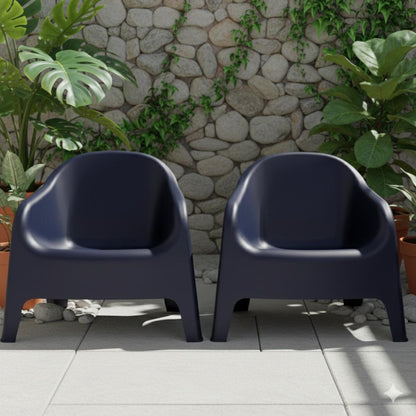 Set de 2 Sillas Lounge Sun, Negro, Cómoda para Terraza o Jardín