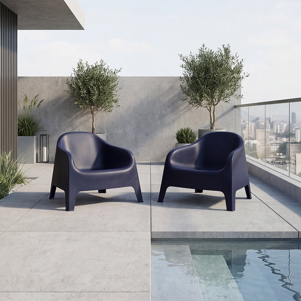 Set de 2 Sillas Lounge Sun, Negro, Cómoda para Terraza o Jardín