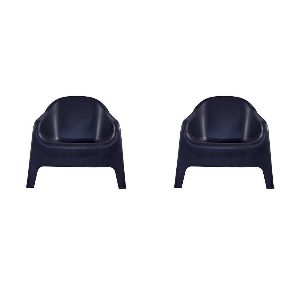 Set de 2 Sillas Lounge Sun, Negro, Cómoda para Terraza o Jardín