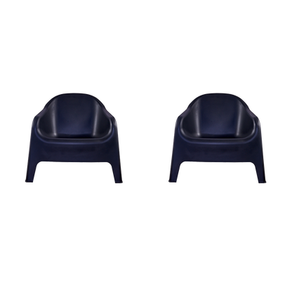 Set de 2 Sillas Lounge Sun, Negro, Cómoda para Terraza o Jardín