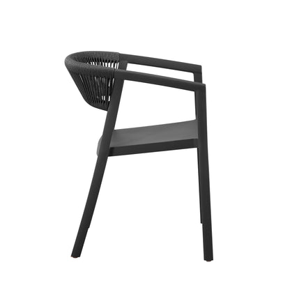 Set de 4 Sillas Balí, Negro, con Espaldar en Cuerdas y Diseño Moderno