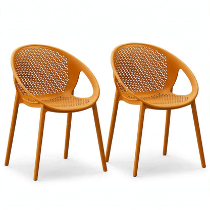 Set de 2 Sillas Selva con Brazos, Color Naranja, con Espaldar