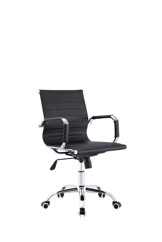 Silla Oficina X-56B, Wengue, con Cómodo Espaldar y Rodachines - VIRTUAL MUEBLES