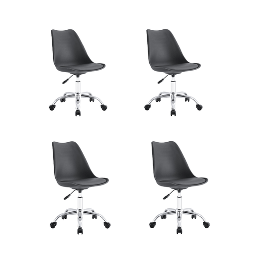 Set de 4 sillas de escritorio Jetix negras giratorias con base metálica