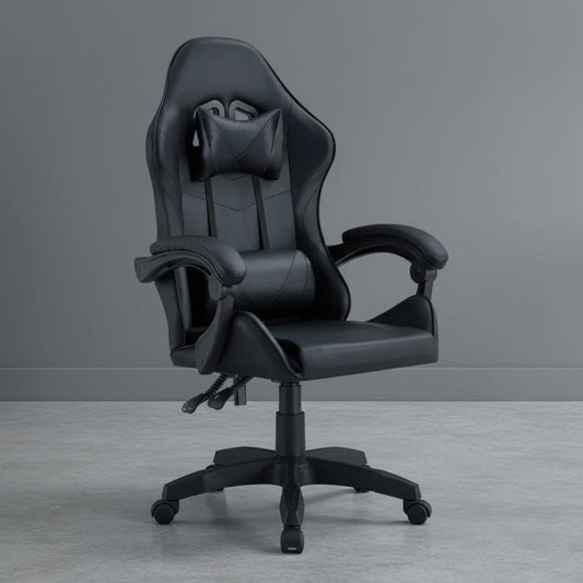 Silla gamer Yekson negra con espaldar reclinable y rodachines