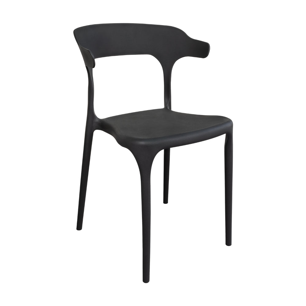 Silla Elena, Color Negro, con Espaldar y Diseño Moderno, detalle de acabado