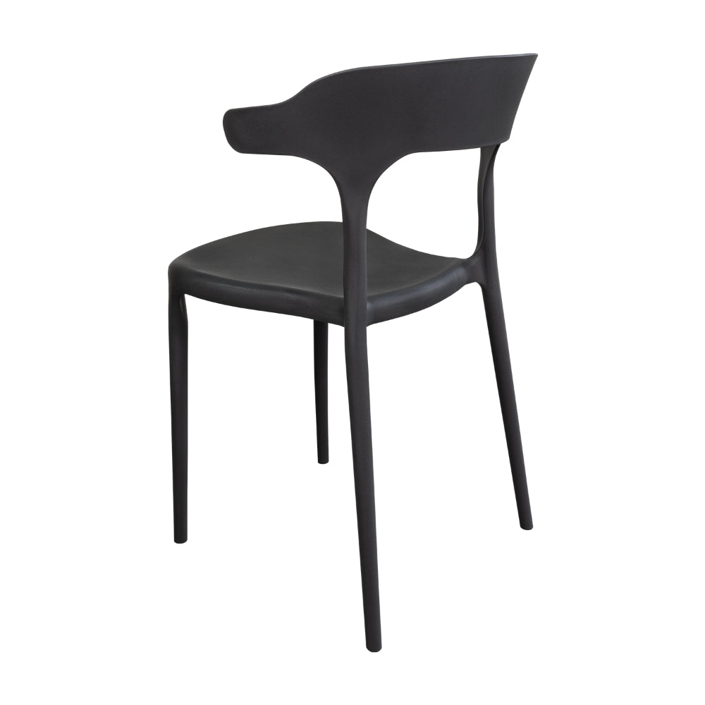 Silla Elena, Color Negro, con Espaldar y Diseño Moderno, vista en perspectiva