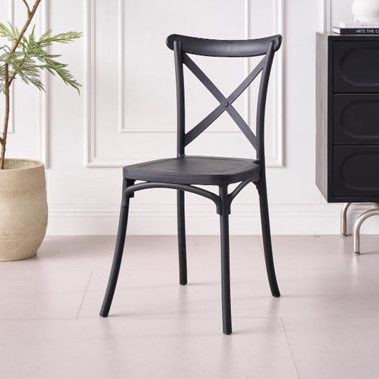 Silla Betany, Color Negro, con Espaldar y Diseño Minimalista