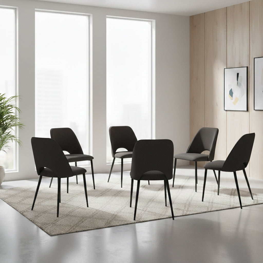 Set de 6 Sillas Urban, Color Negro, con Espaldar y Diseño Moderno