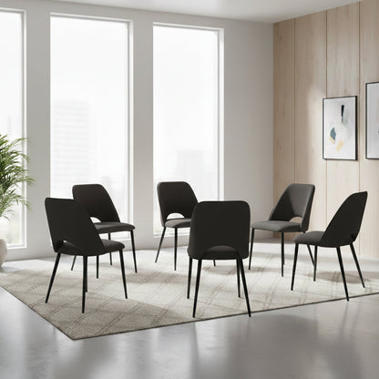 Set de 6 Sillas Urban, Color Negro, con Espaldar y Diseño Moderno