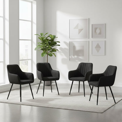 Set de 4 Sillas Neo, Color Negro, con Espaldar y Diseño Moderno