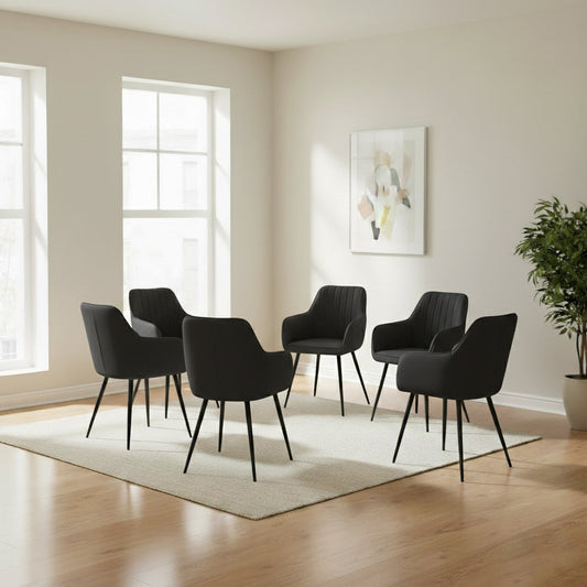Set de 6 Sillas Neo, Color Negro, con Espaldar y Diseño Moderno