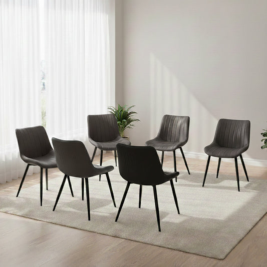 Set de 6 Sillas Nova, Color Negro, con Espaldar y Diseño Moderno