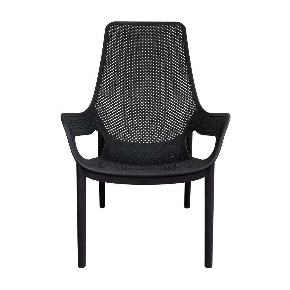 Silla Lounge Mayorca, Negro, con Espaldar y Reposa Brazos, en ambiente