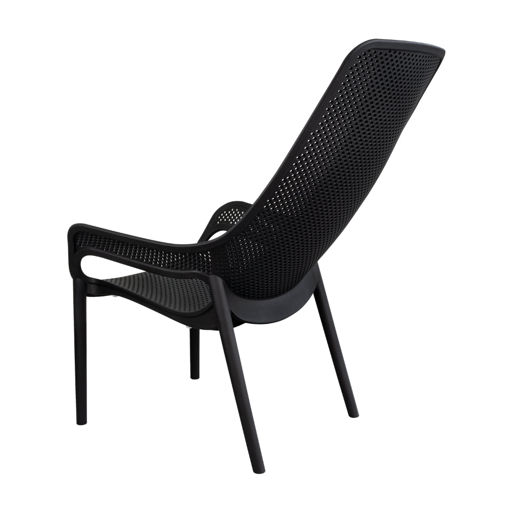 Silla Lounge Mayorca, Negro, con Espaldar y Reposa Brazos, abierto