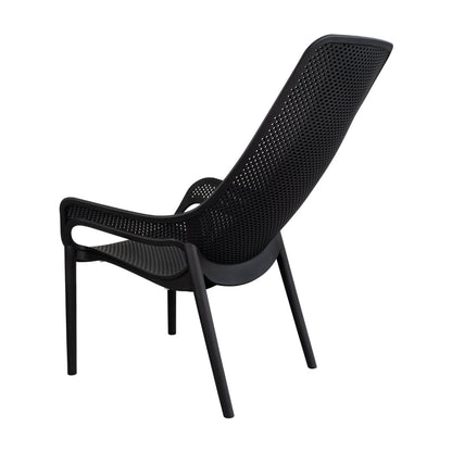 Silla Lounge Mayorca, Negro, con Espaldar y Reposa Brazos, abierto