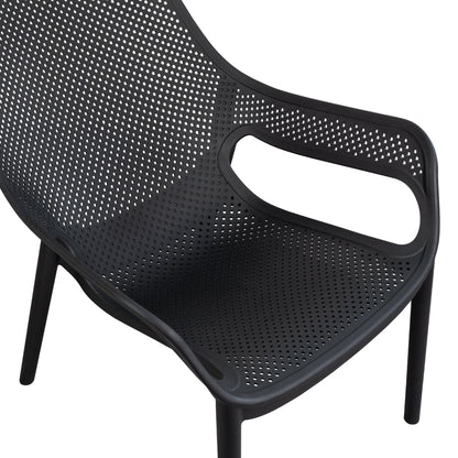 Silla Lounge Mayorca, Negro, con Espaldar y Reposa Brazos, vista frontal