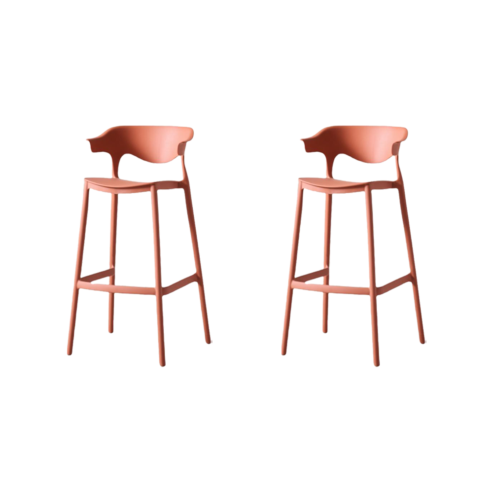 Set de 2 Sillas para Bar Elena, Color Terracota, Diseño Moderno, vista frontal
