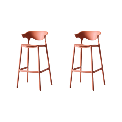 Set de 2 Sillas para Bar Elena, Color Terracota, Diseño Moderno, vista frontal