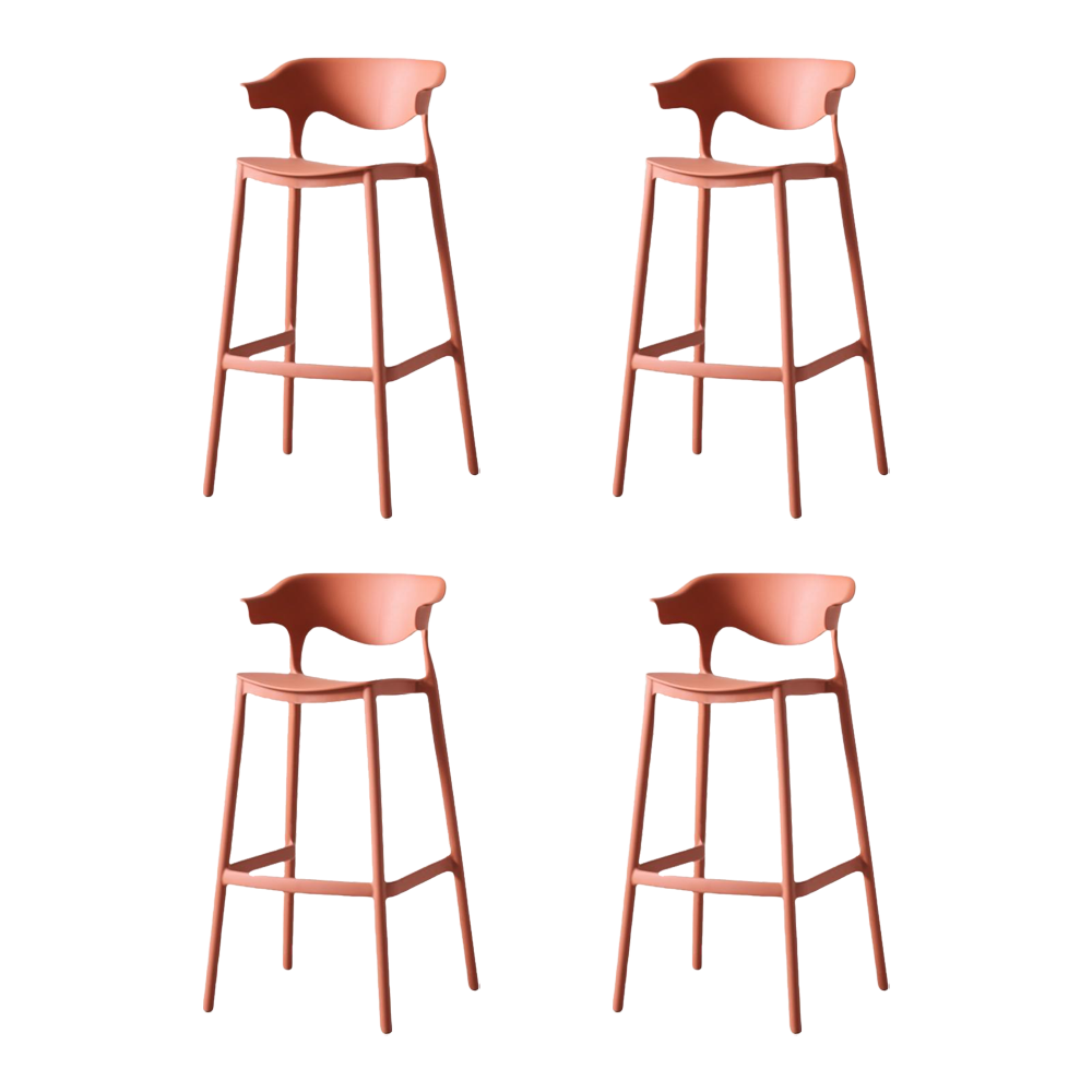 Set de 4 Sillas para Bar Elena, Color Terracota, Diseño Moderno