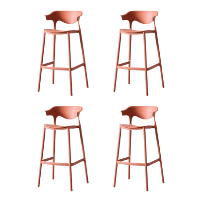 Set de 4 Sillas para Bar Elena, Color Terracota, Diseño Moderno