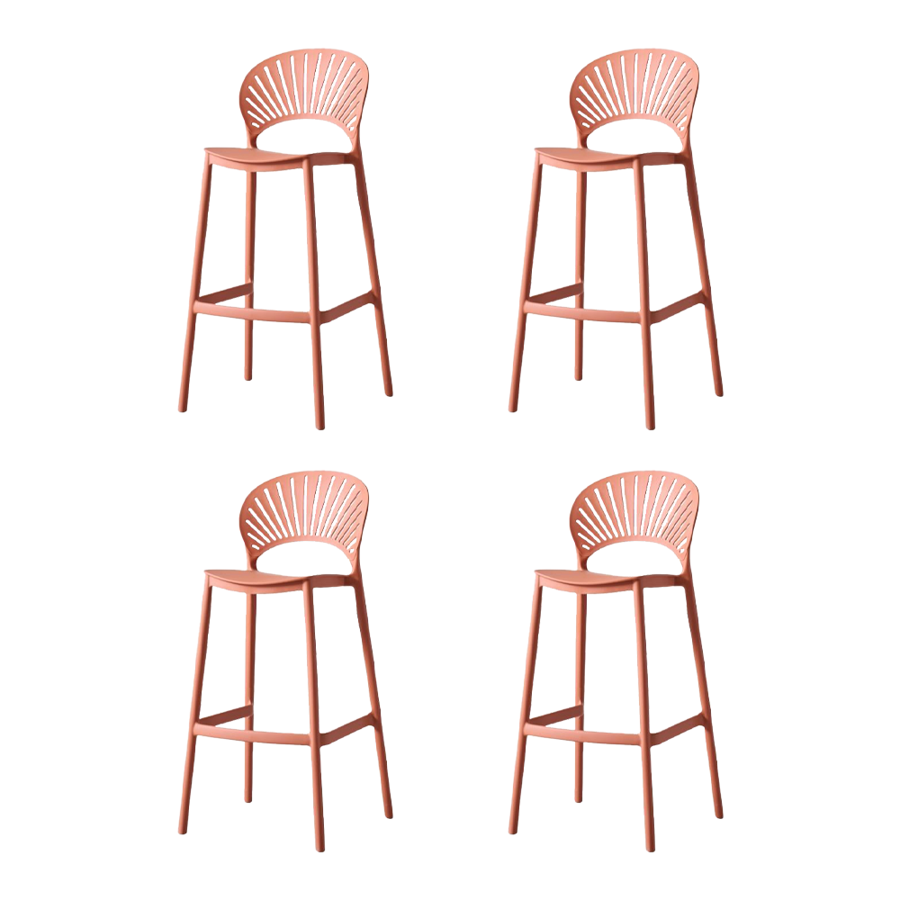 Set de 4 Sillas para Bar Paraíso, Color Terracota, Diseño Moderno