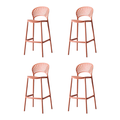 Set de 4 Sillas para Bar Paraíso, Color Terracota, Diseño Moderno