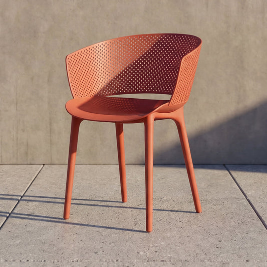 Silla con Brazos Madrigal, Color Rojo, con Espaldar Liso, Redondo y Diseño Minimalista