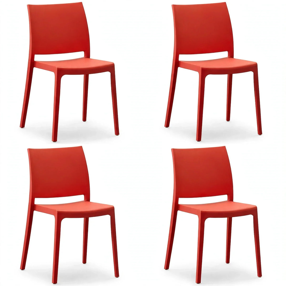 Set de 4 Sillas Soho, Roja, con Espaldar Cerrado y Diseño Minimalista