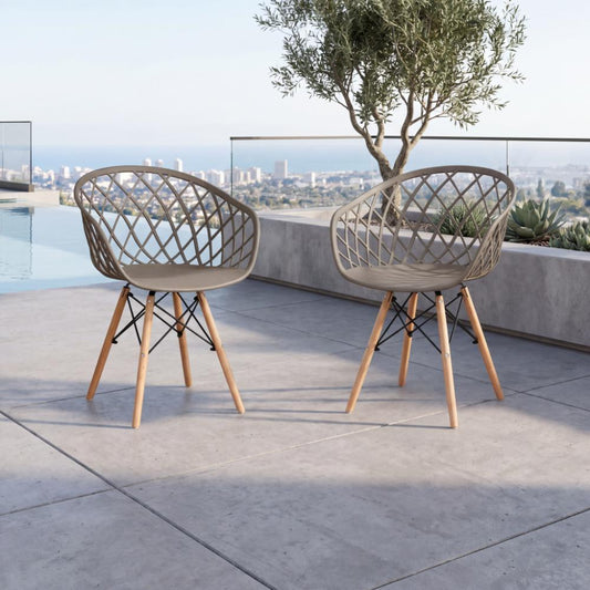 Set de 2 Sillas Oasis con Brazos, Color Taupe, con Espaldar