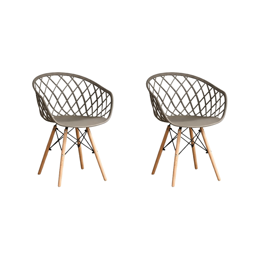 Juego de Comedor Brea · Mesa Redonda + 2 Sillas · Taupe