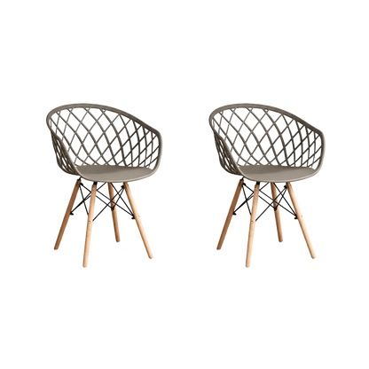 Juego de Comedor Brea · Mesa Redonda + 2 Sillas · Taupe