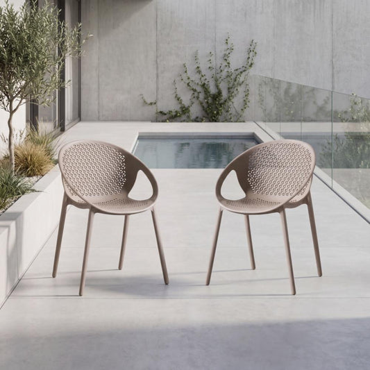 Set de 2 Sillas Selva con Brazos, Color Taupe, con Espaldar