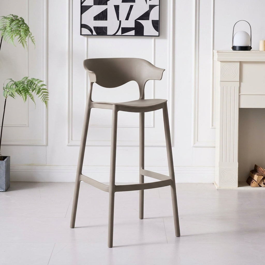 Silla para barra Elena color taupe en polipropileno