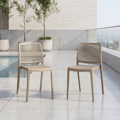 Set de 2 Sillas Manhattan, Taupe, con Espaldar en Rejilla y Diseño Minimalista