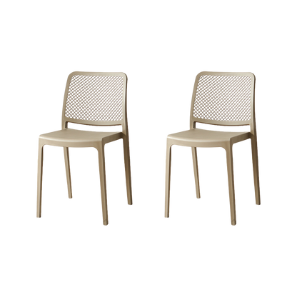 Set de 2 Sillas Manhattan, Taupe, con Espaldar en Rejilla y Diseño Minimalista