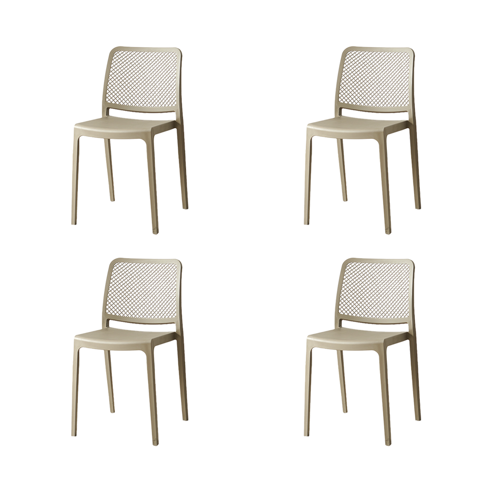 Set de 4 Sillas Manhattan, Taupe, con Espaldar en Rejilla y Diseño Minimalista