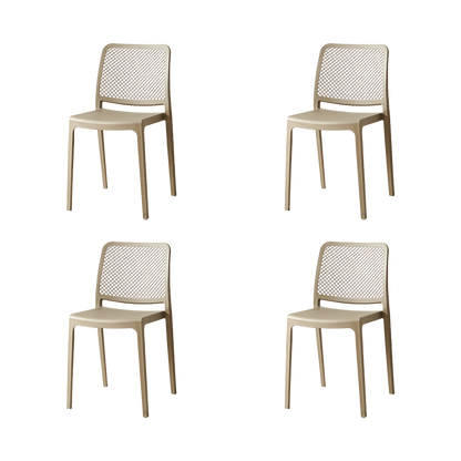 Set de 4 Sillas Manhattan, Taupe, con Espaldar en Rejilla y Diseño Minimalista