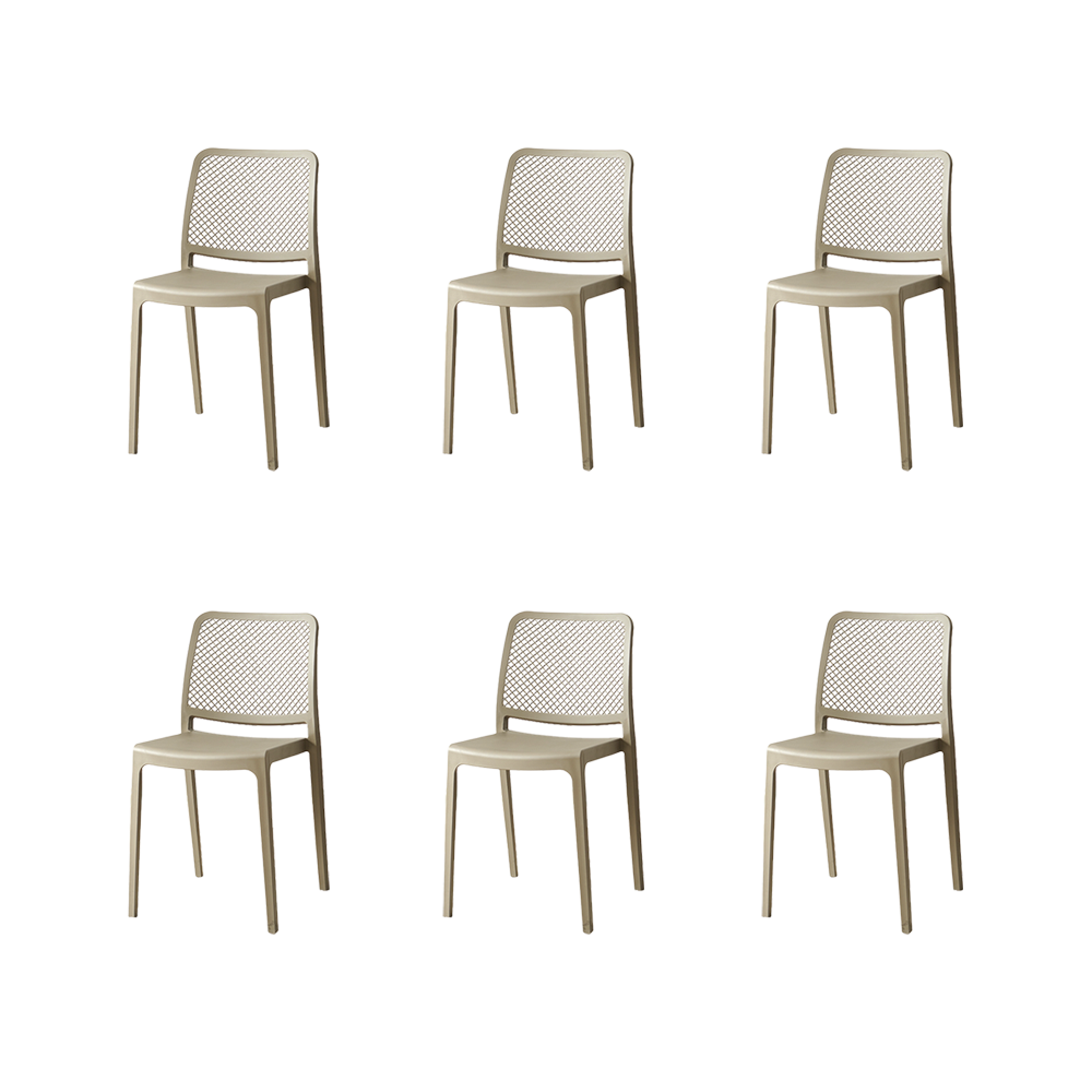 Set de 6 Sillas Manhattan, Taupe, con Espaldar en Rejilla y Diseño Minimalista
