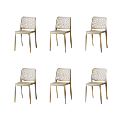 Set de 6 Sillas Manhattan, Taupe, con Espaldar en Rejilla y Diseño Minimalista
