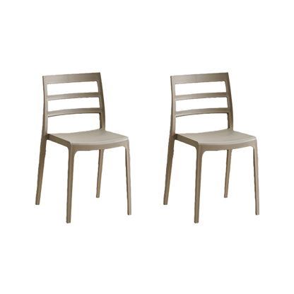Set de 2 Sillas New York, Taupe, con Espaldar en Líneas y Diseño Minimalista