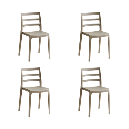 Set de 4 Sillas New York, Taupe, con Espaldar en Líneas y Diseño Minimalista