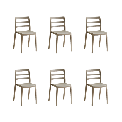 Set de 6 Sillas New York, Taupe, con Espaldar en Líneas y Diseño Minimalista