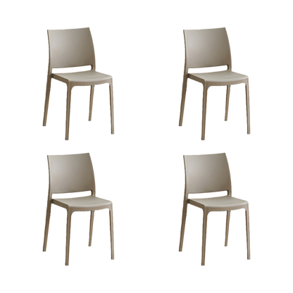 Set de 4 Sillas Soho, Taupe, con Espaldar Cerrado y Diseño Minimalista