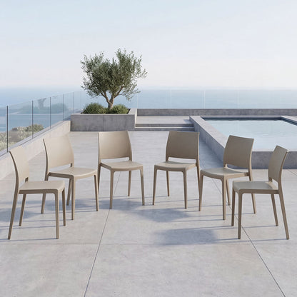 Set de 6 Sillas Soho, Taupe, con Espaldar Cerrado y Diseño Minimalista