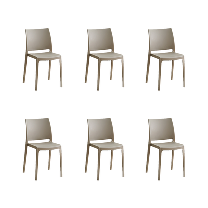 Set de 6 Sillas Soho, Taupe, con Espaldar Cerrado y Diseño Minimalista