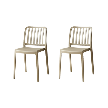 Set de 2 Sillas Brooklyn, Taupe, con Espaldar en Rayas y Diseño Minimalista