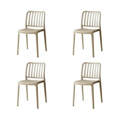 Set de 4 Sillas Brooklyn, Taupe, con Espaldar en Rayas y Diseño Minimalista