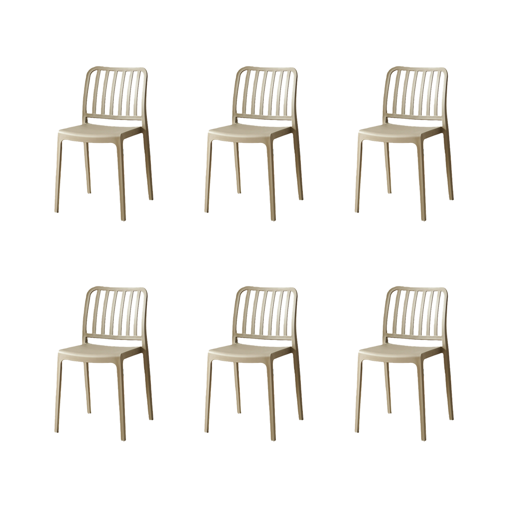 Set de 6 Sillas Brooklyn, Taupe, con Espaldar en Rayas y Diseño Minimalista